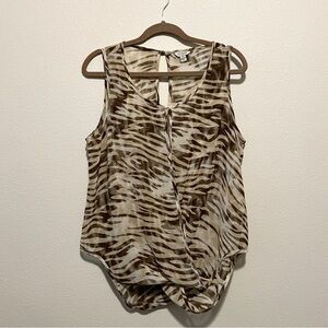 GUESS | Women’s Sheer Zebra Print Sleeveless Draped Top
